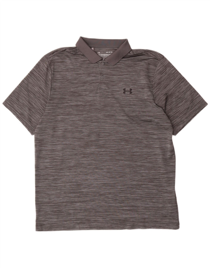 Męska koszulka polo Under Armour, duża, szara, poliestrowa w prążki