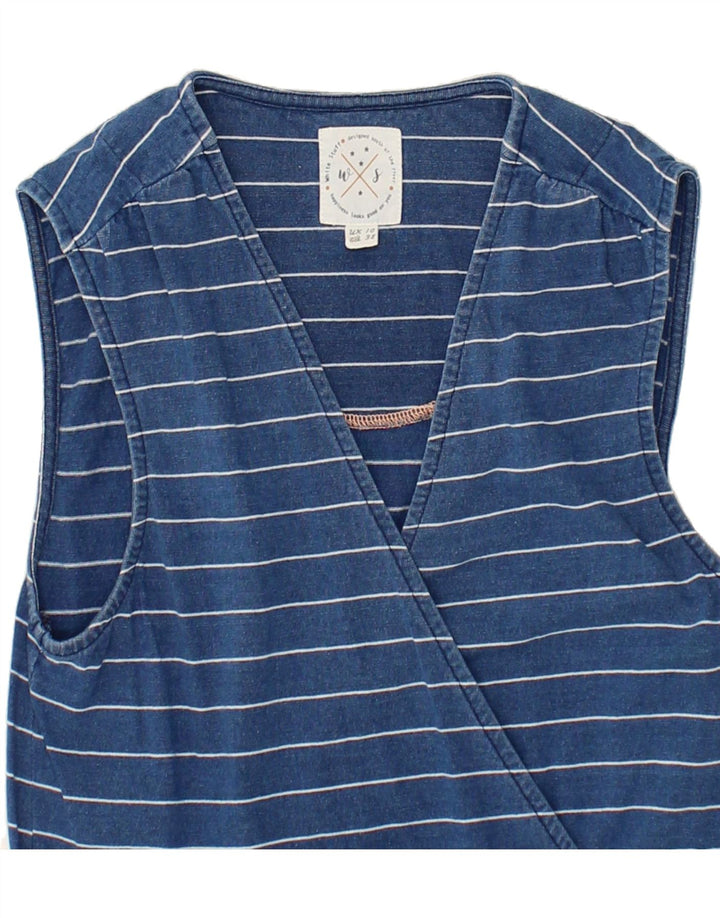 WHITE STUFF Womens Sleeveless Basic Dress UK 10 Small Blue Striped Cotton Vintage White Stuff and Second-Hand White Stuff from Messina Hembry 