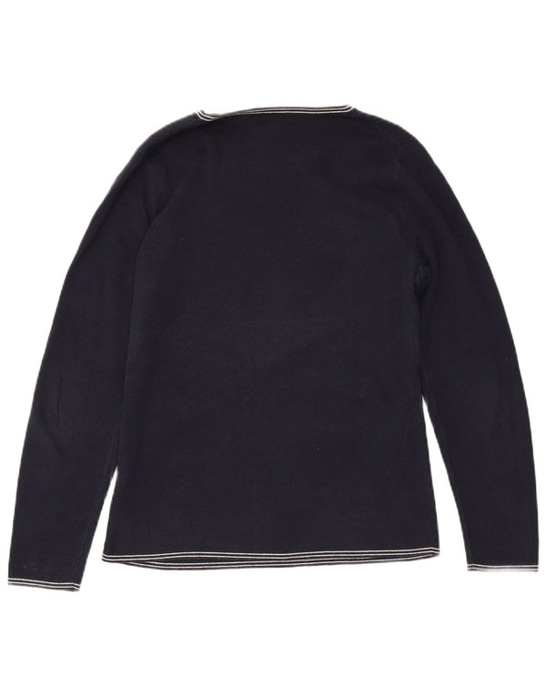 Damski sweter TOMMY HILFIGER z dekoltem w łódkę UK 14, duży, granatowy