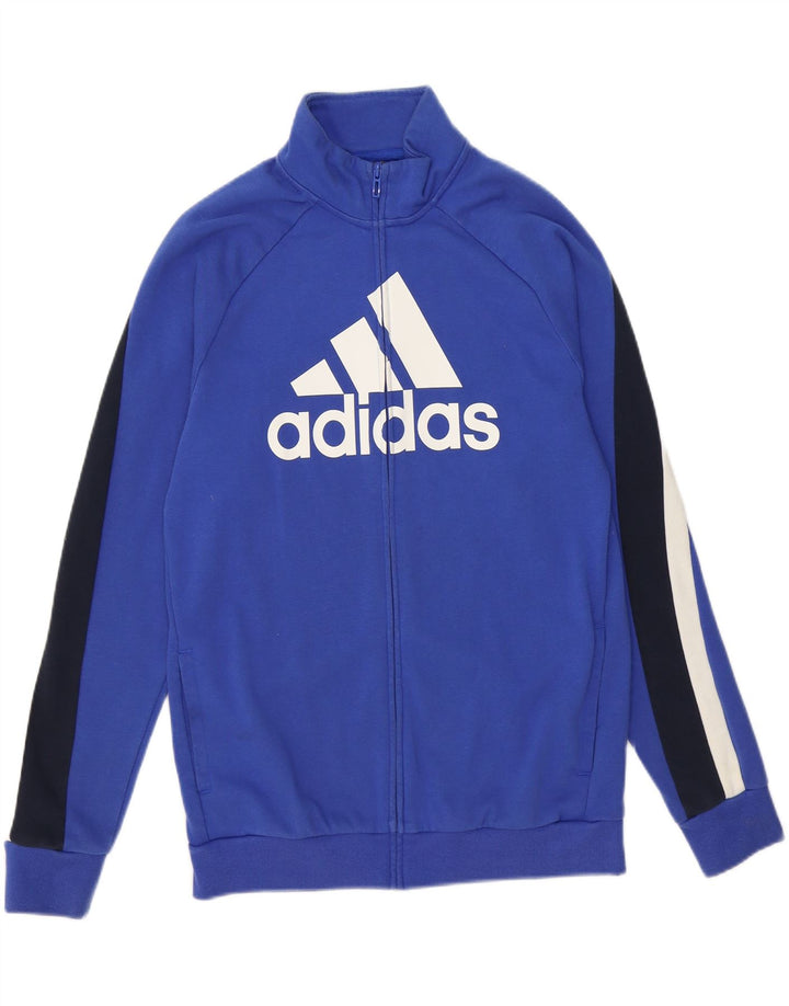 ADIDAS Boys Graphic Tracksuit Top Jacket 15-16 Years Blue Cotton Vintage Adidas and Second-Hand Adidas from Messina Hembry 