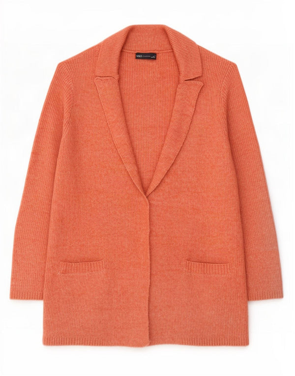 Marks & Spencer Damski sweter rozpinany o długim kroju, UK 12, średni pomarańczowy