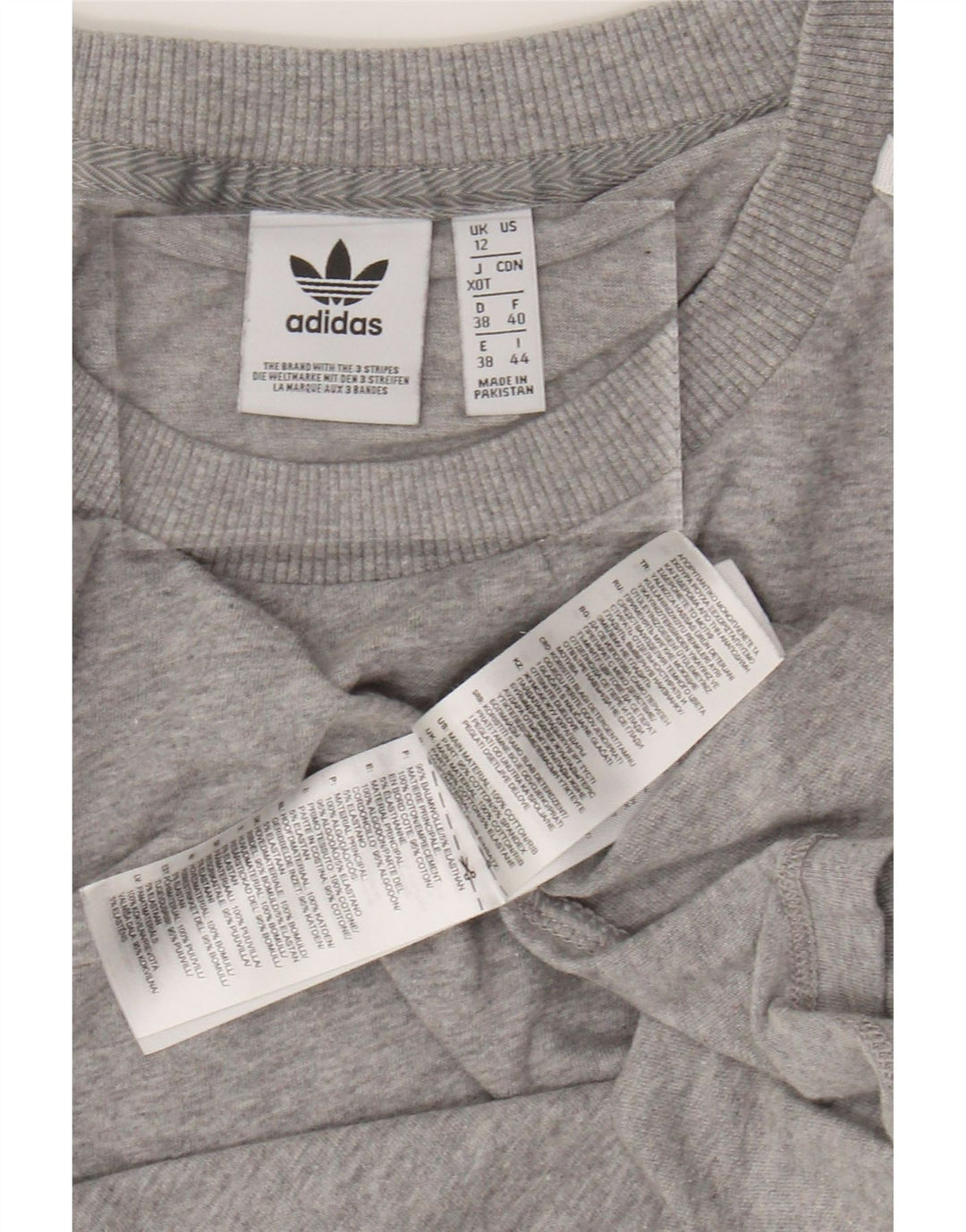 T-shirt damski ADIDAS Top UK 12 Średnioszary, bawełniany nakrapiany