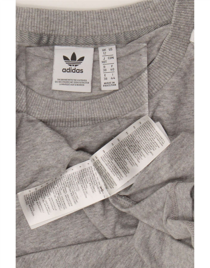 T-shirt damski ADIDAS Top UK 12 Średnioszary, bawełniany nakrapiany