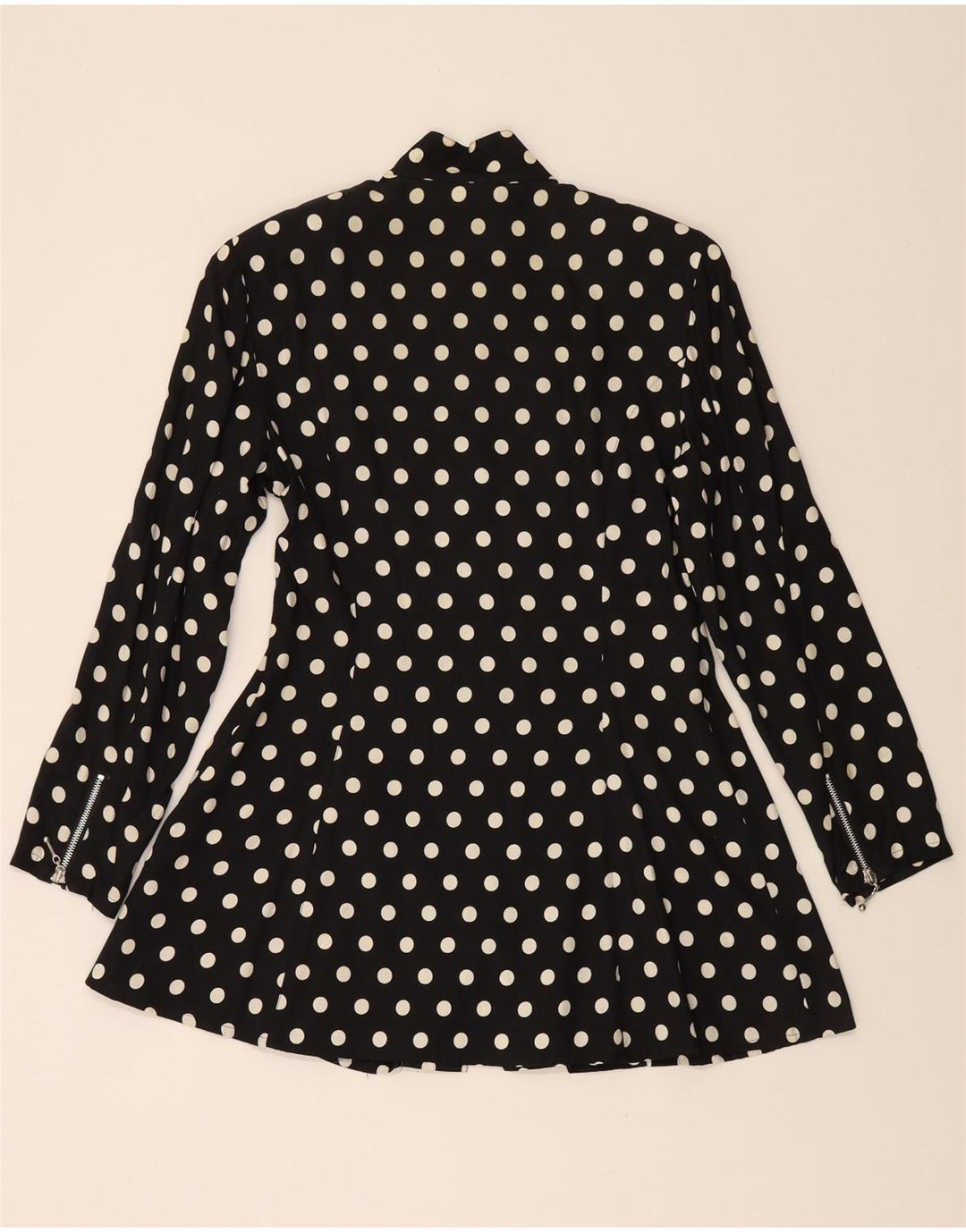 S.OLIVER Womens Long Sleeve A-Line Dress EU 38 Medium Black Polka Dot Vintage S.Oliver and Second-Hand S.Oliver from Messina Hembry 
