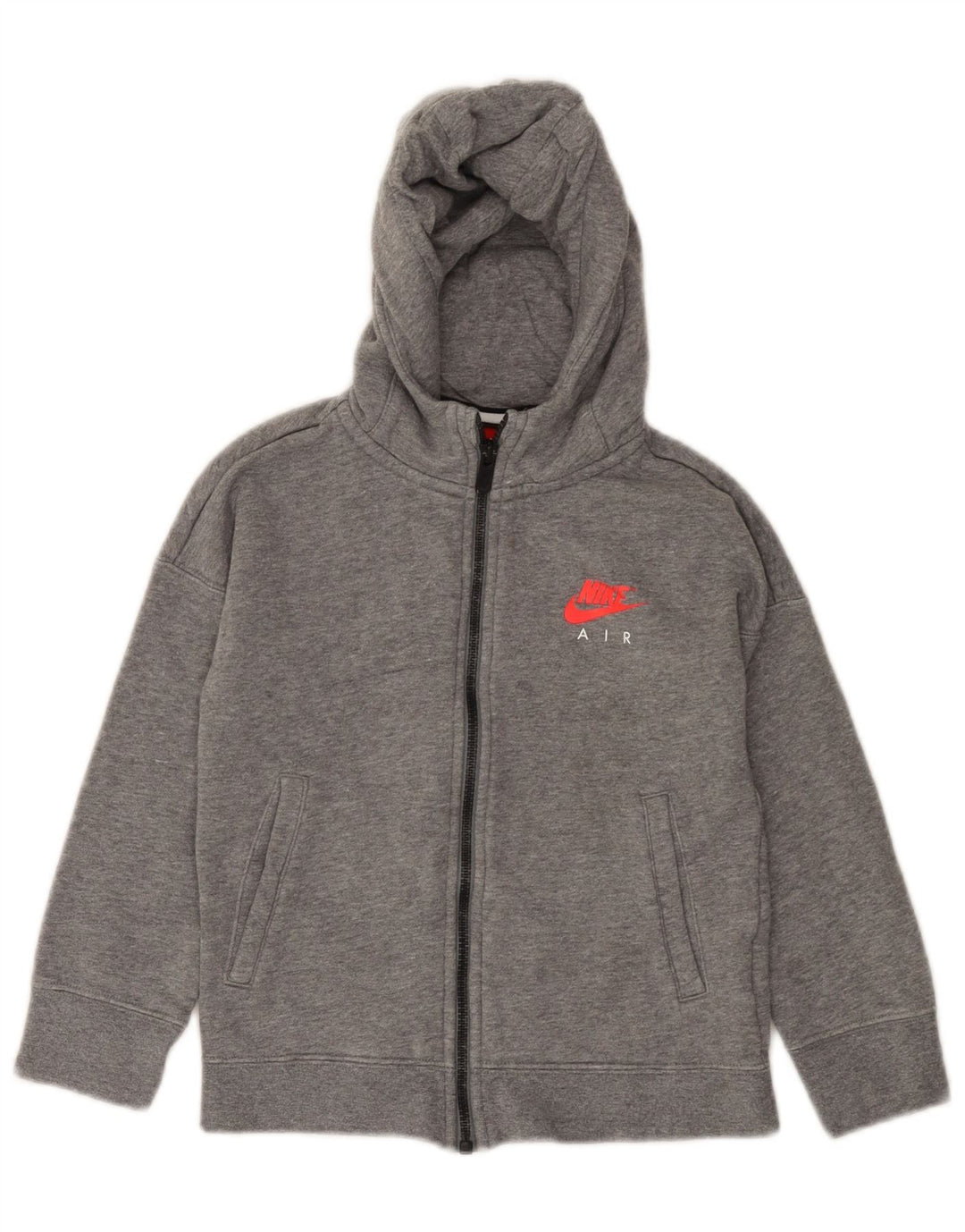 Dziewczęcy sweter z kapturem i zamkiem błyskawicznym NIKE, 6-7 lat XS, szara bawełna