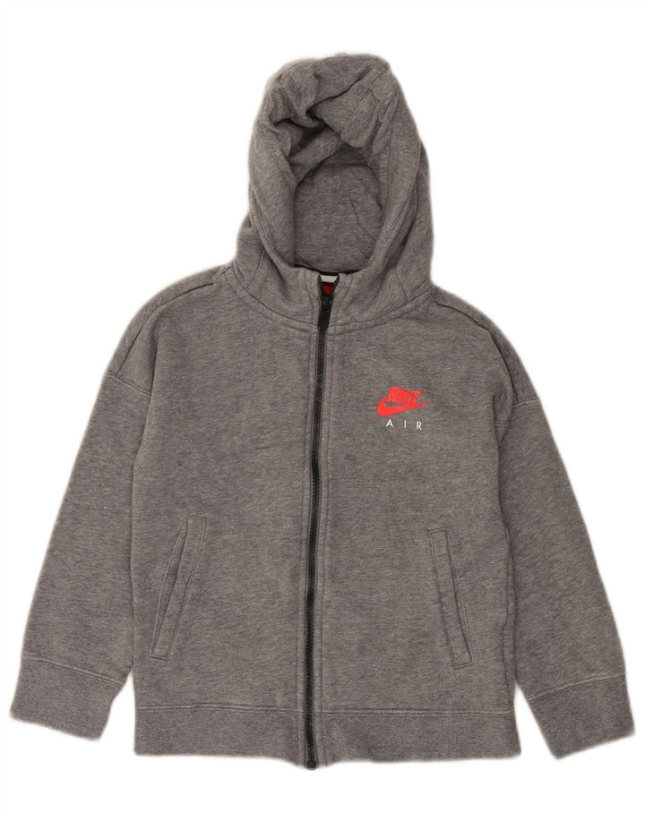 Dziewczęcy sweter z kapturem i zamkiem błyskawicznym NIKE, 6-7 lat XS, szara bawełna