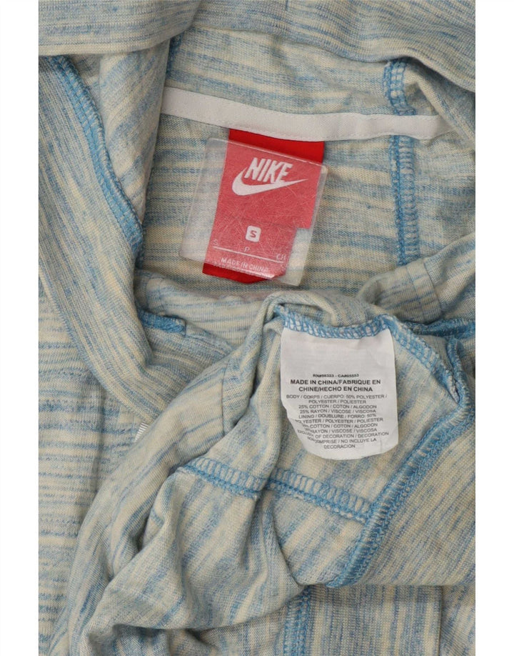 Damski sweter z kapturem i zamkiem Nike, UK 10, mały, niebieski, nakrapiany poliester