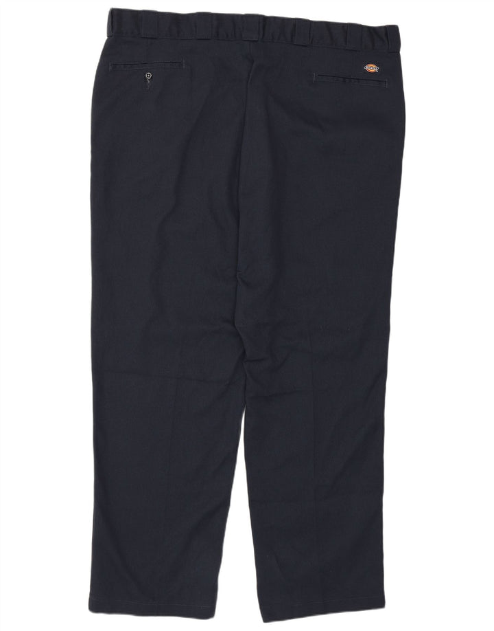 DICKIES Mens Straight Chino Trousers W46 L32 Navy Blue Polyester