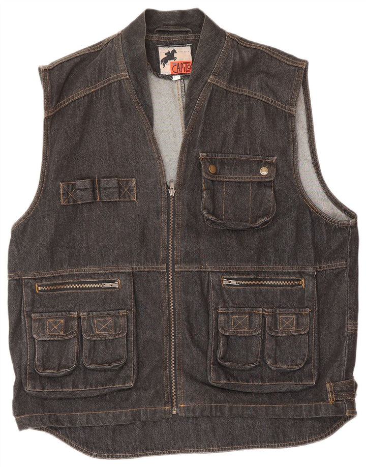 Męska kamizelka dżinsowa VINTAGE IT 52 XL, szara bawełna
