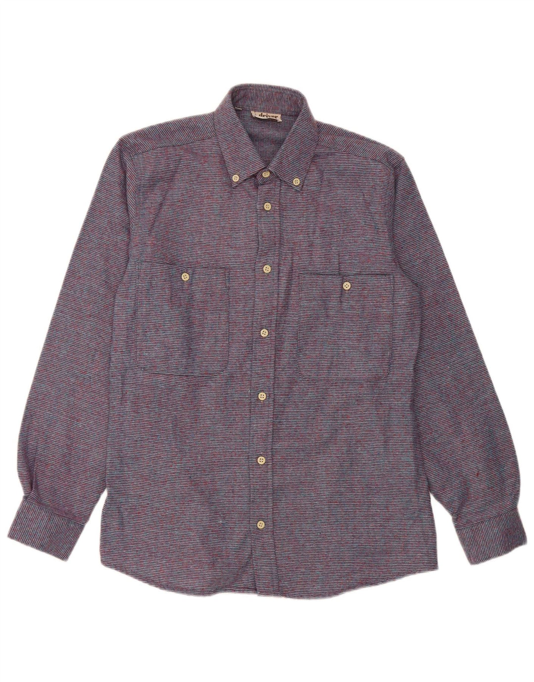 Męska koszula flanelowa w stylu vintage, rozmiar 37 14 1/2, mały, fioletowy, poliestrowy w paski