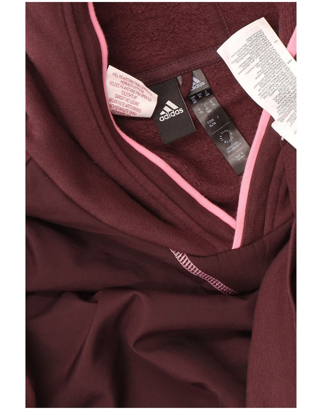 Dziewczęcy sweter z kapturem ADIDAS 15-16 lat, bordowy poliester