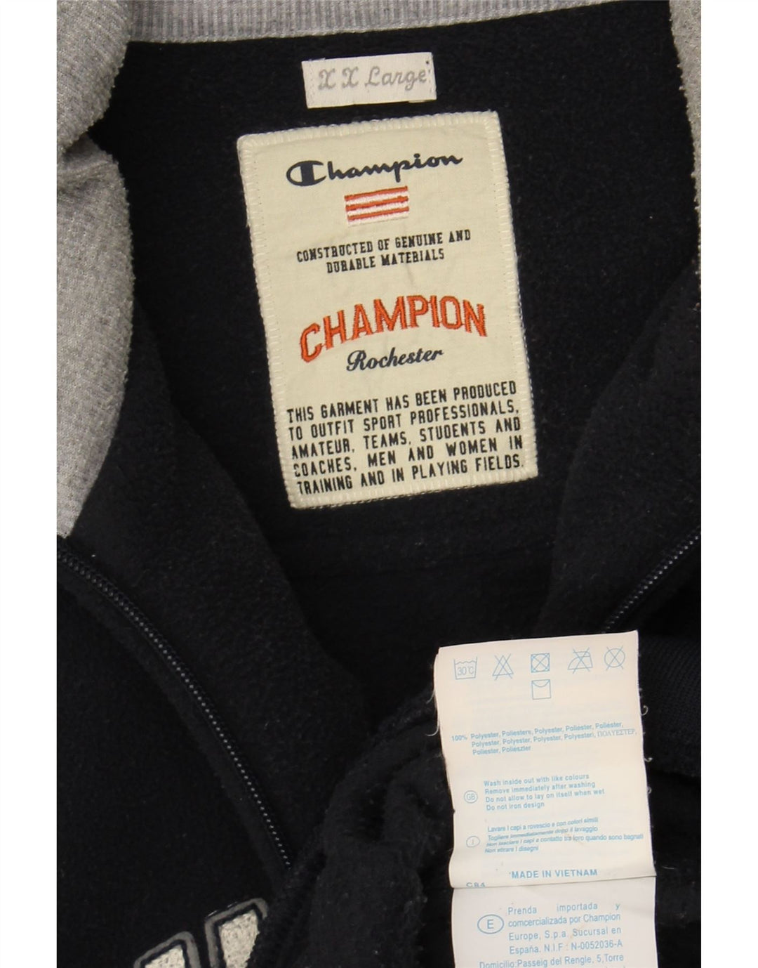 CHAMPION Mens Graphic Fleece Jacket UK 44 2XL Navy Blue Polyester