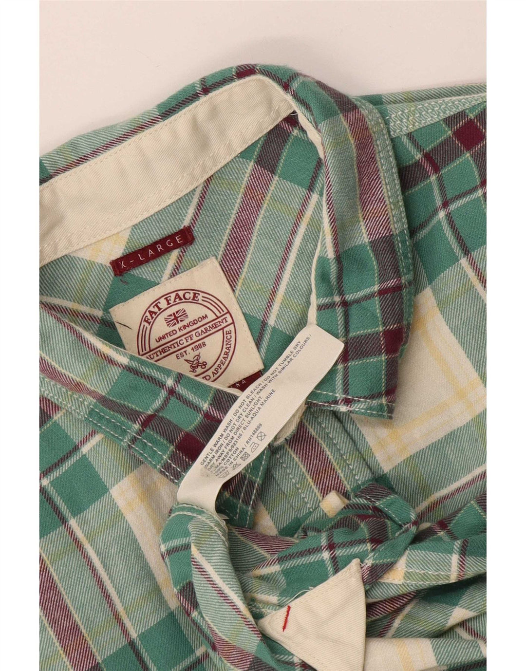 Koszula flanelowa męska Fat Face XL w zieloną kratkę, bawełniana