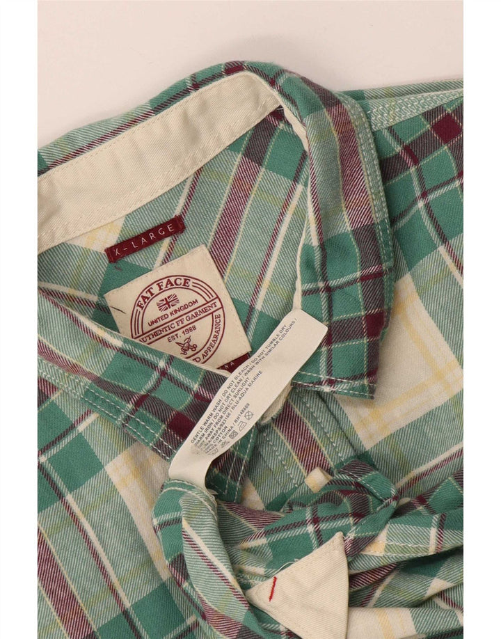 Koszula flanelowa męska Fat Face XL w zieloną kratkę, bawełniana