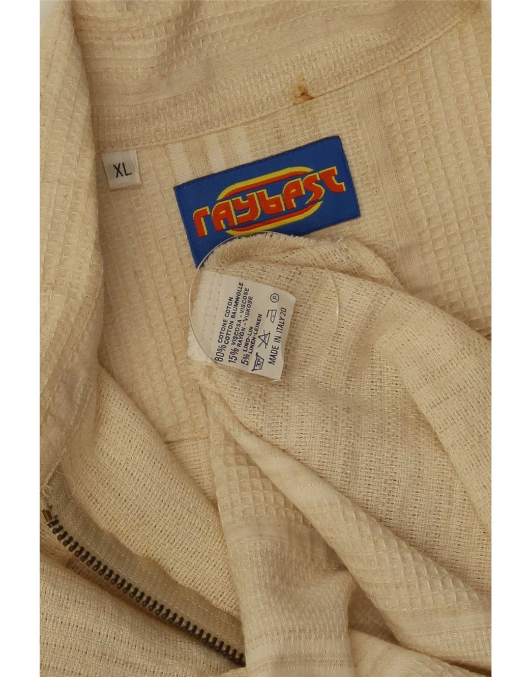 Vintage męska koszula z krótkim rękawem XL w beżowe paski