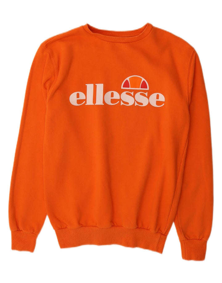 ELLESSE Womens Graphic Oversized Sweatshirt Jumper UK 8 Small  Orange Vintage Ellesse and Second-Hand Ellesse from Messina Hembry 