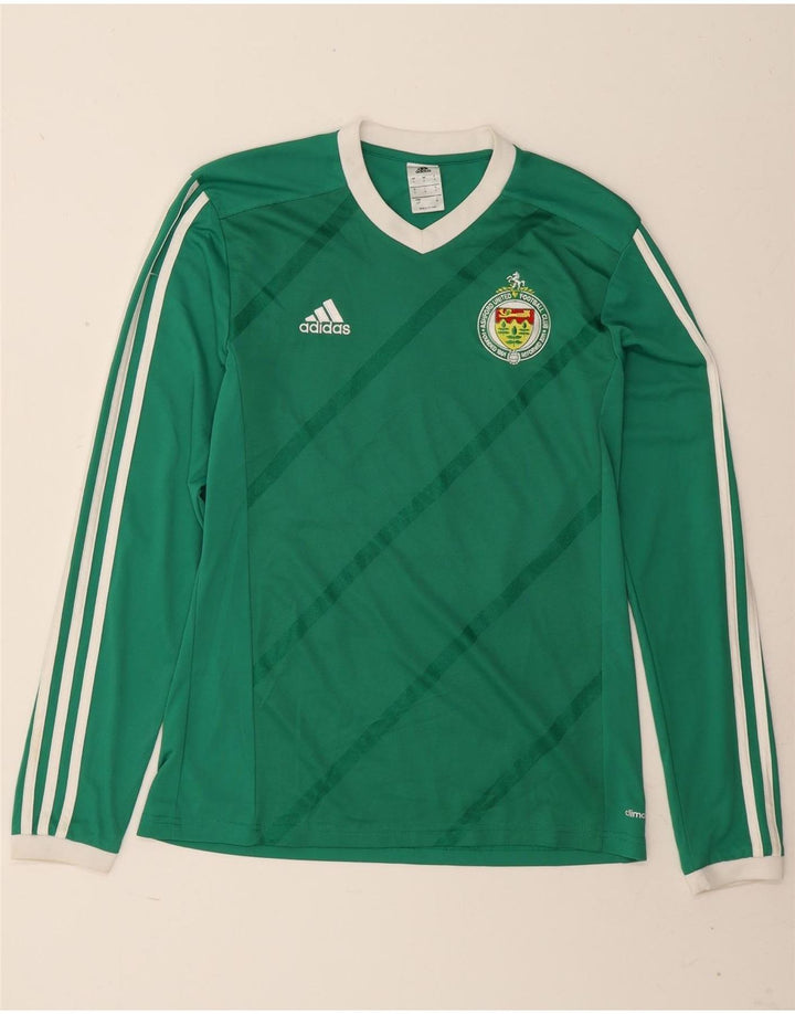 Adidas Męskie Climalite Graphic Top z długim rękawem, małe, zielone paski, poliester