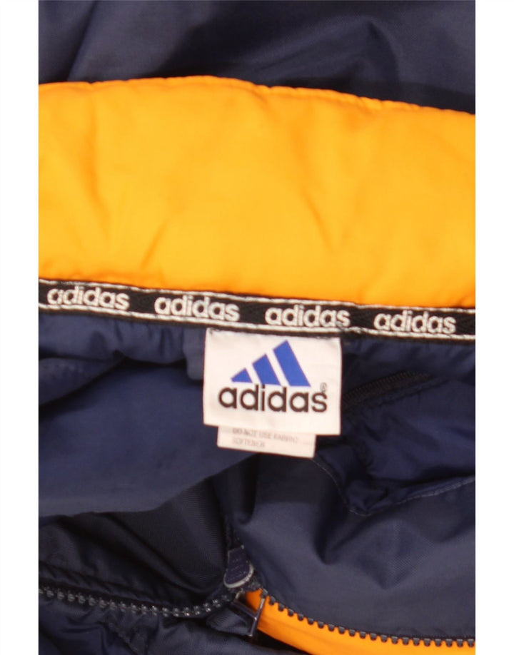 Męska kurtka wiatrówka Adidas UK 40, duża, granatowa, z blokami kolorów