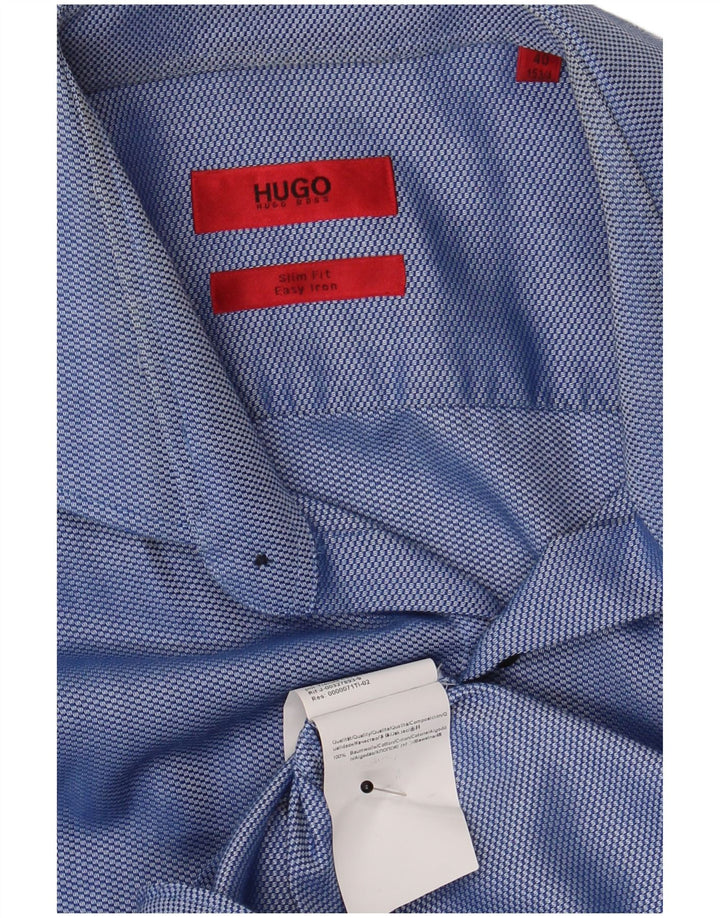 Koszula męska Hugo Boss Slim Fit, rozmiar 40 15 1/2, średnia niebieska bawełna