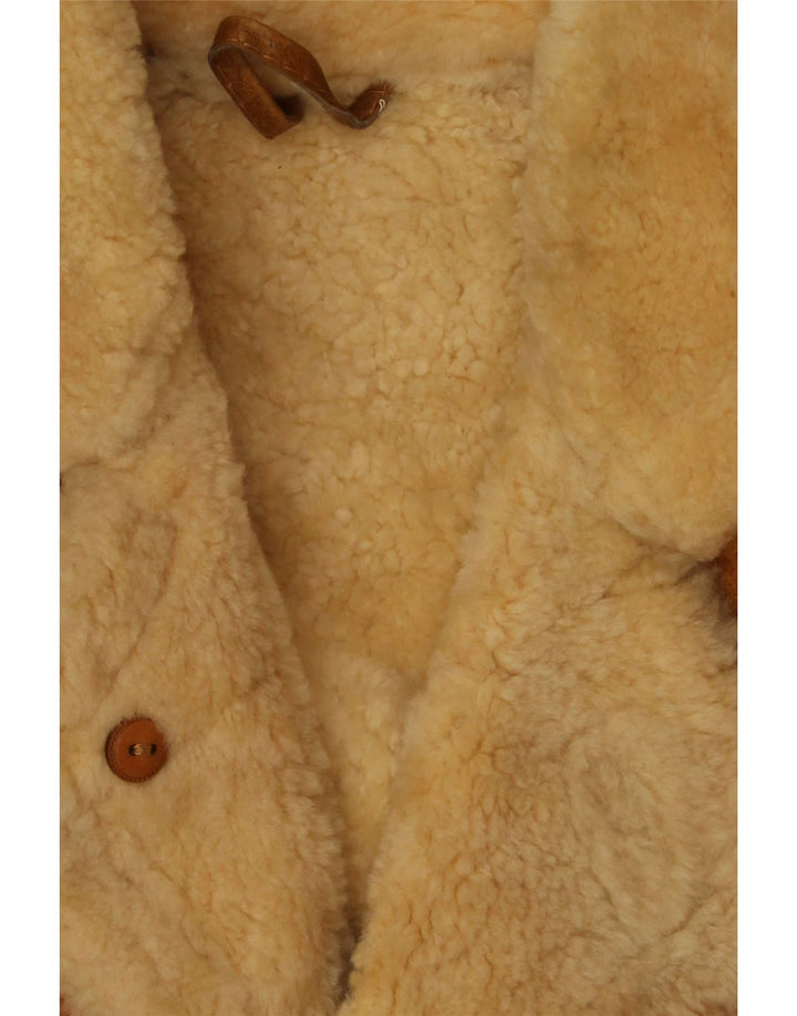 Męska kurtka shearling VINTAGE UK 40, duża brązowa skóra