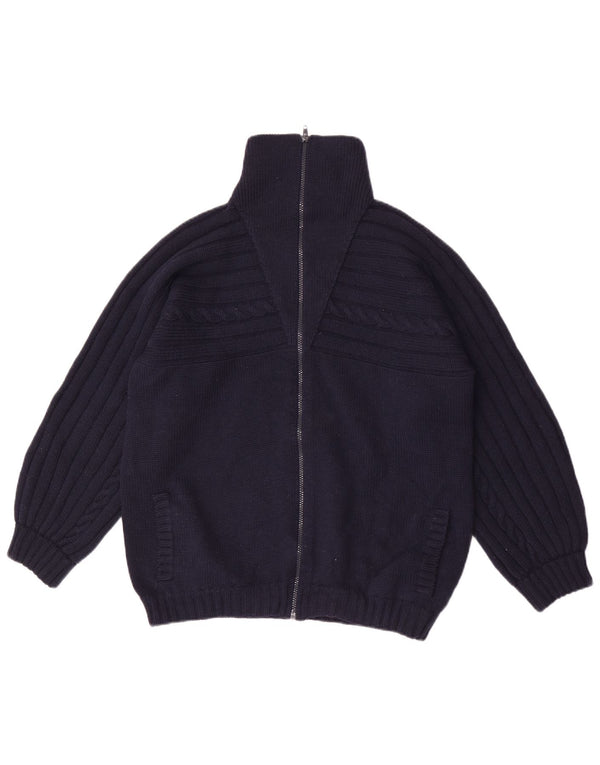 Vintage damski sweter rozpinany na zamek UK 16, duży, granatowy