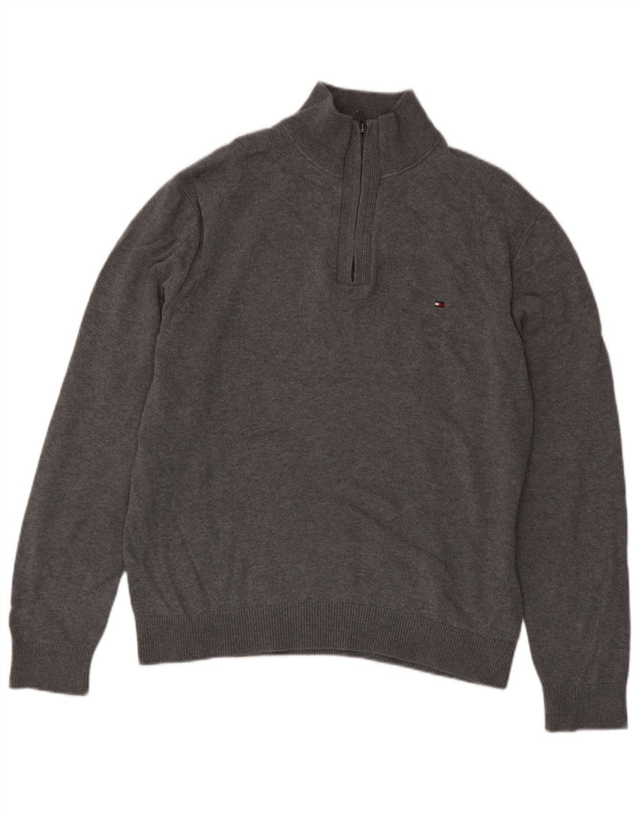 Męski sweter zapinany na zamek Tommy Hilfiger XL, szary, bawełniany