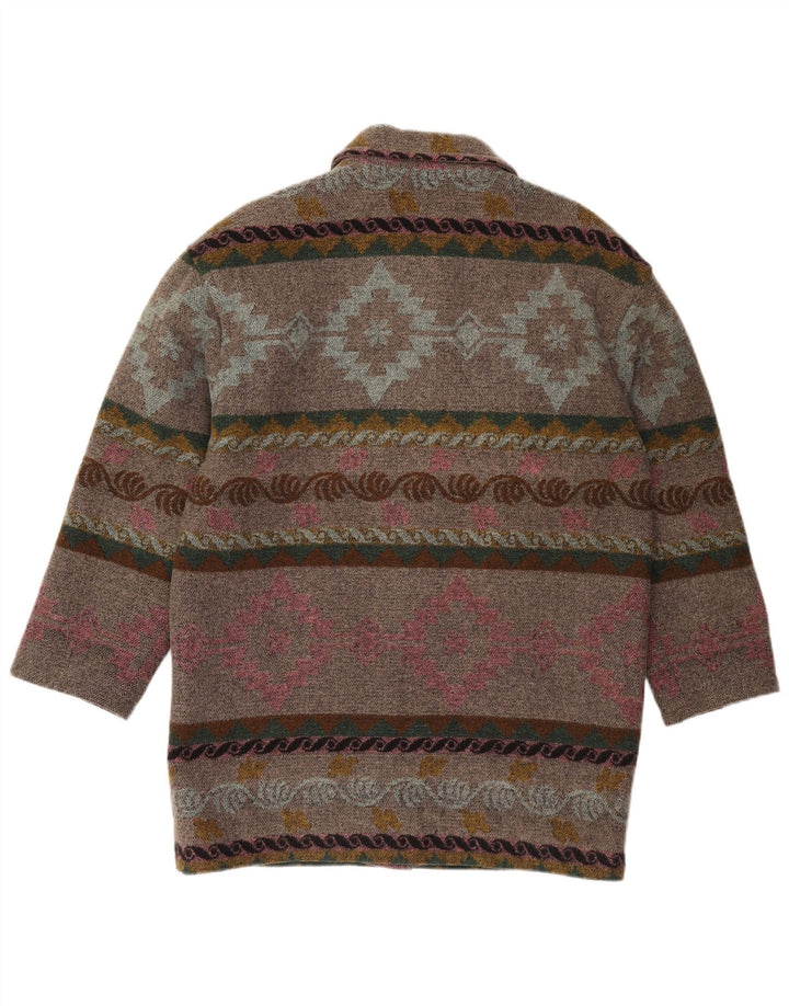 Płaszcz damski w stylu vintage UK 14, duży, szary, geometryczny