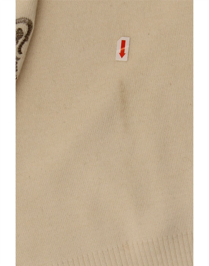 BOGNER Damski sweter z golfem UK 16, duży, beżowy, wełniany paisley