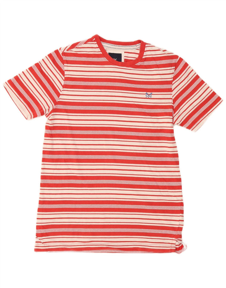 Crew Clothing Męski T-shirt Top, bawełniany, w średnie czerwone paski