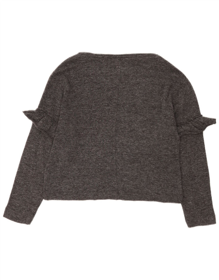 Damski krótki top oversize Zara z długim rękawem, UK 10, mały, szary poliester