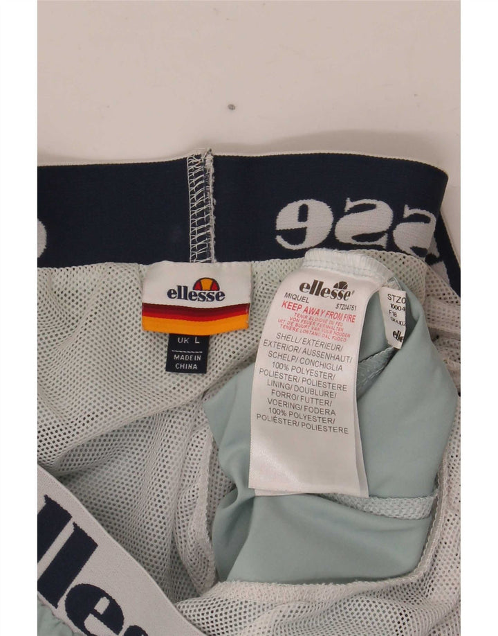 Damskie spodenki sportowe Ellesse Graphic UK 14, duże, niebieskie, poliestrowe z blokami kolorów