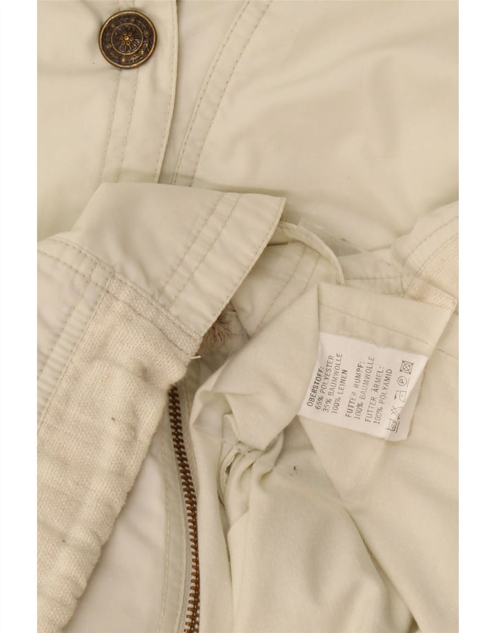 Vintage damska, obszerna kurtka użytkowa z kapturem UK 20 2XL Off White