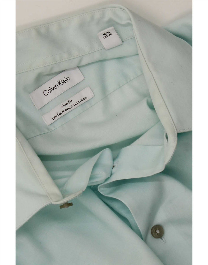 Koszula męska Calvin Klein Slim Fit, rozmiar 16, duża, niebieska, bawełniana