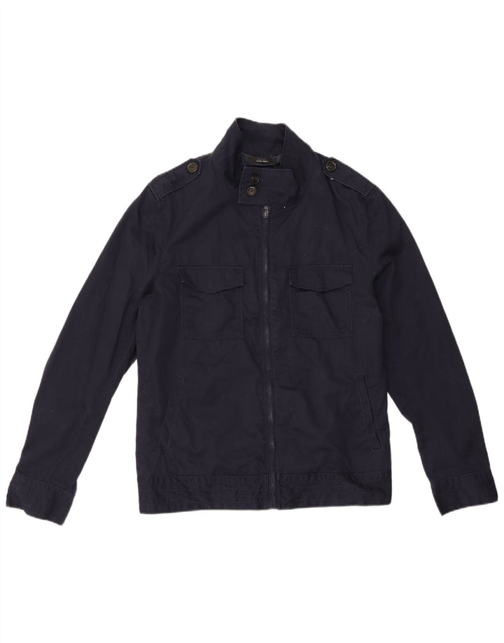 Męska kurtka wojskowa ZARA UK 40, duża, granatowa, poliestrowa