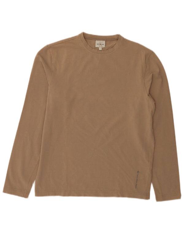 Top damski Calvin Klein Jeans z długim rękawem, UK 10, mały, beżowy, bawełniany
