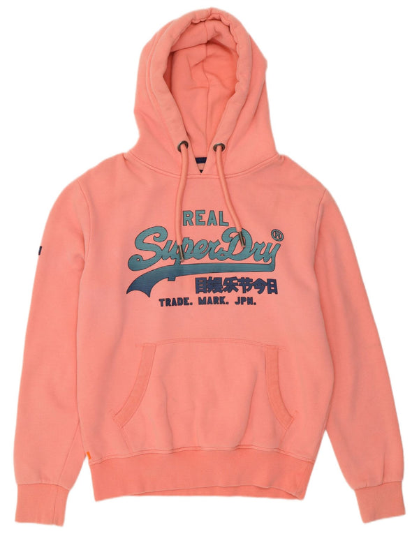 SUPERDRY Męski sweter z kapturem i grafiką, duży, różowy, bawełniany