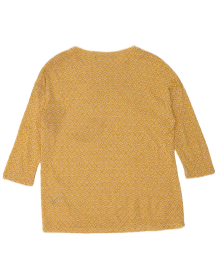 Marks & Spencer Damski top z rękawem 3/4 UK 12, średni żółty geometryczny