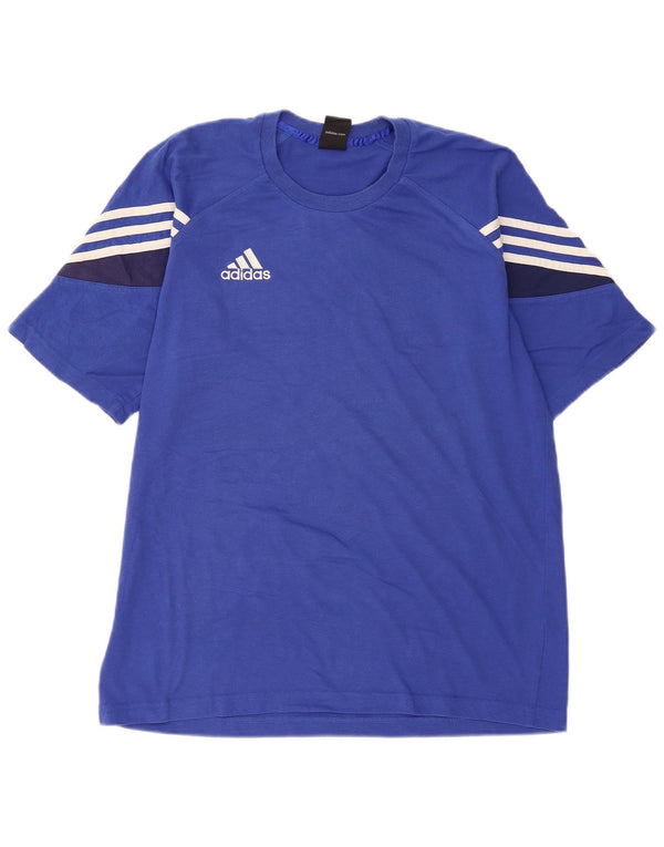 Męska koszulka graficzna Adidas Top UK 40/42 Średni niebieski, bawełniany blok kolorów