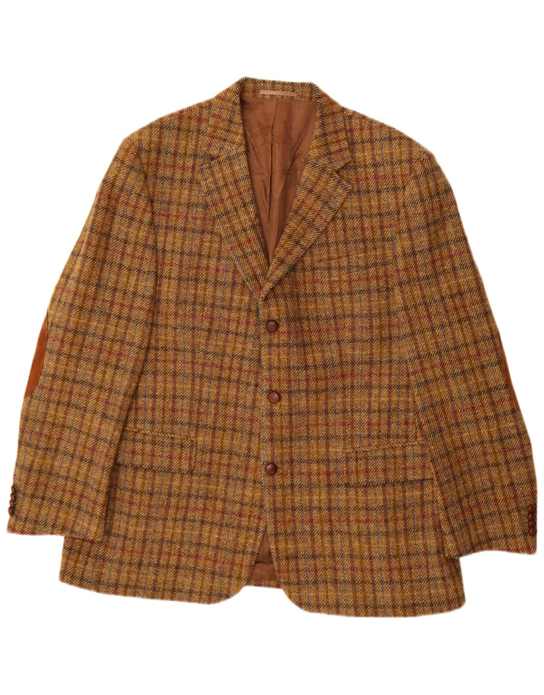 Męska marynarka zapinana na 3 guziki Harris Tweed UK 40 w dużą brązową kratkę
