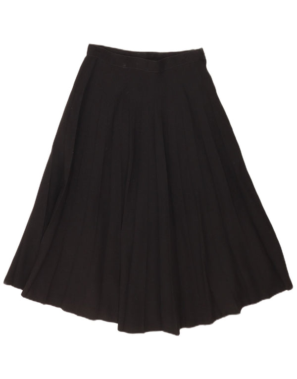 Vintage Womens Pleated Skirt Small W26 Black Wool