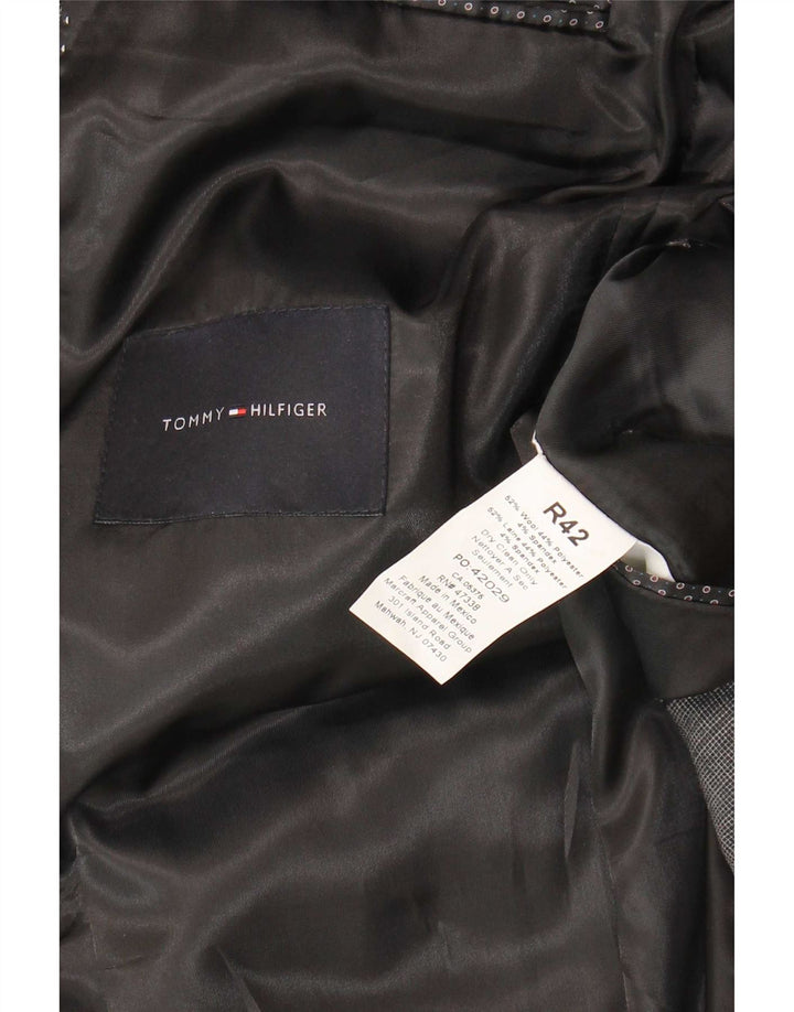 Męska marynarka zapinana na 2 guziki Tommy Hilfiger UK 42 XL Szara wełniana kratka