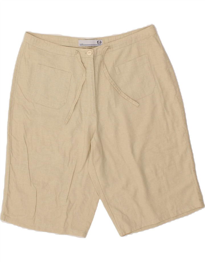 SERGIO TACCHINI Womens Casual Shorts IT 46 Large W32 Beige Linen Vintage Sergio Tacchini and Second-Hand Sergio Tacchini from Messina Hembry 