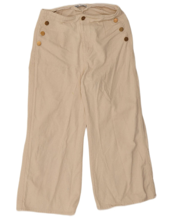 Damskie spodnie z szerokimi nogawkami Zara EU 40 Medium W30 L25 Beżowe