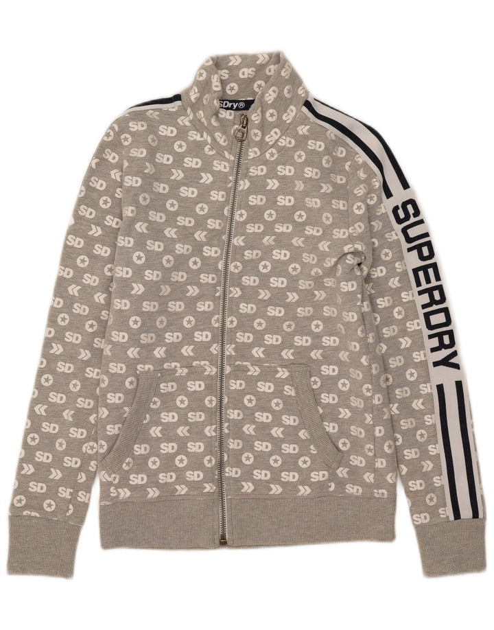 Damska kurtka dresowa Superdry Graphic UK 10, mała, szara, bawełniana