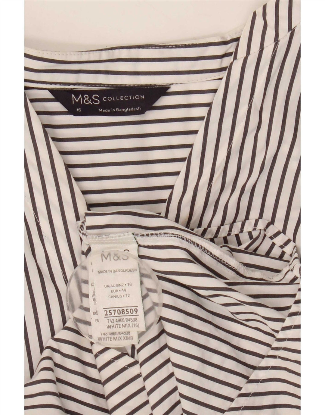 Marks & Spencer Damska koszula pulowerowa UK 16, duża, bawełniana w białe paski