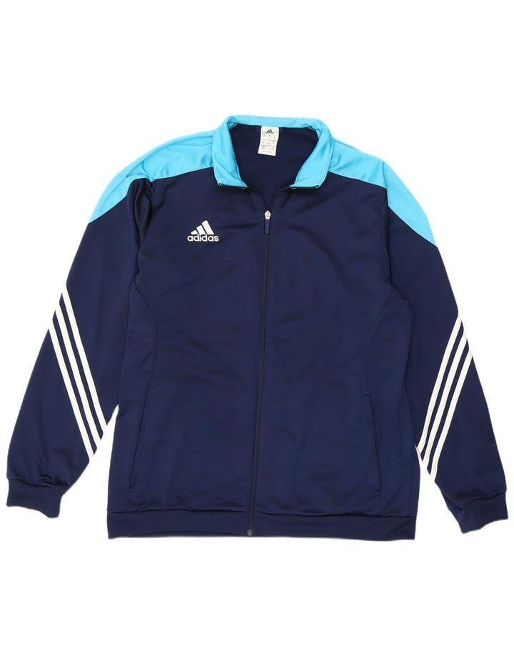 ADIDAS Mens Tracksuit Top Jacket XL Navy Blue Colourblock Polyester