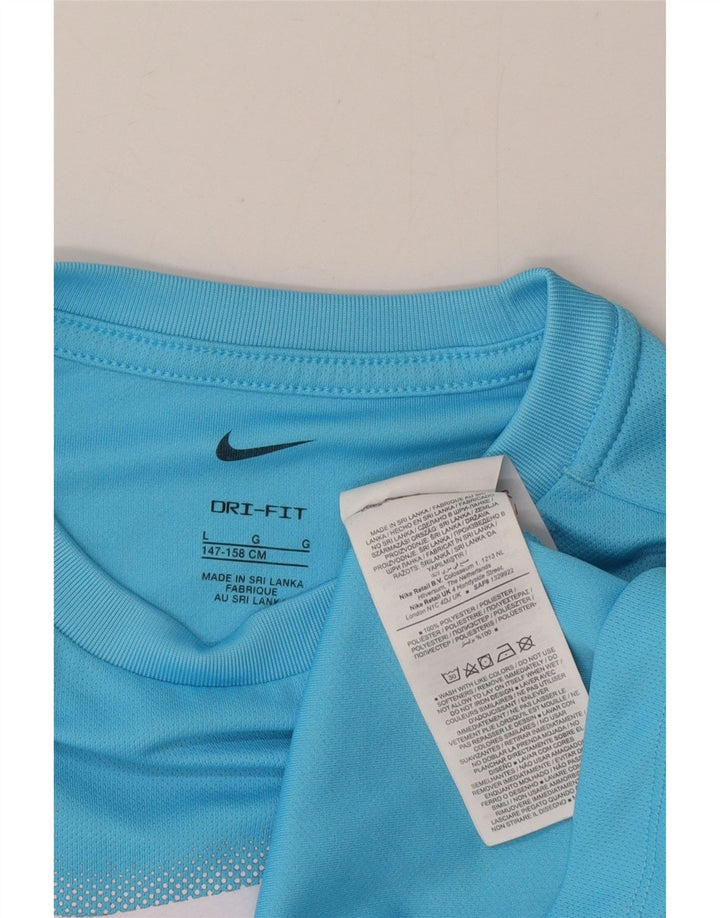 Chłopięcy T-shirt z grafiką Nike Dri Fit, rozmiar 12-13 lat, duży, niebieski poliester