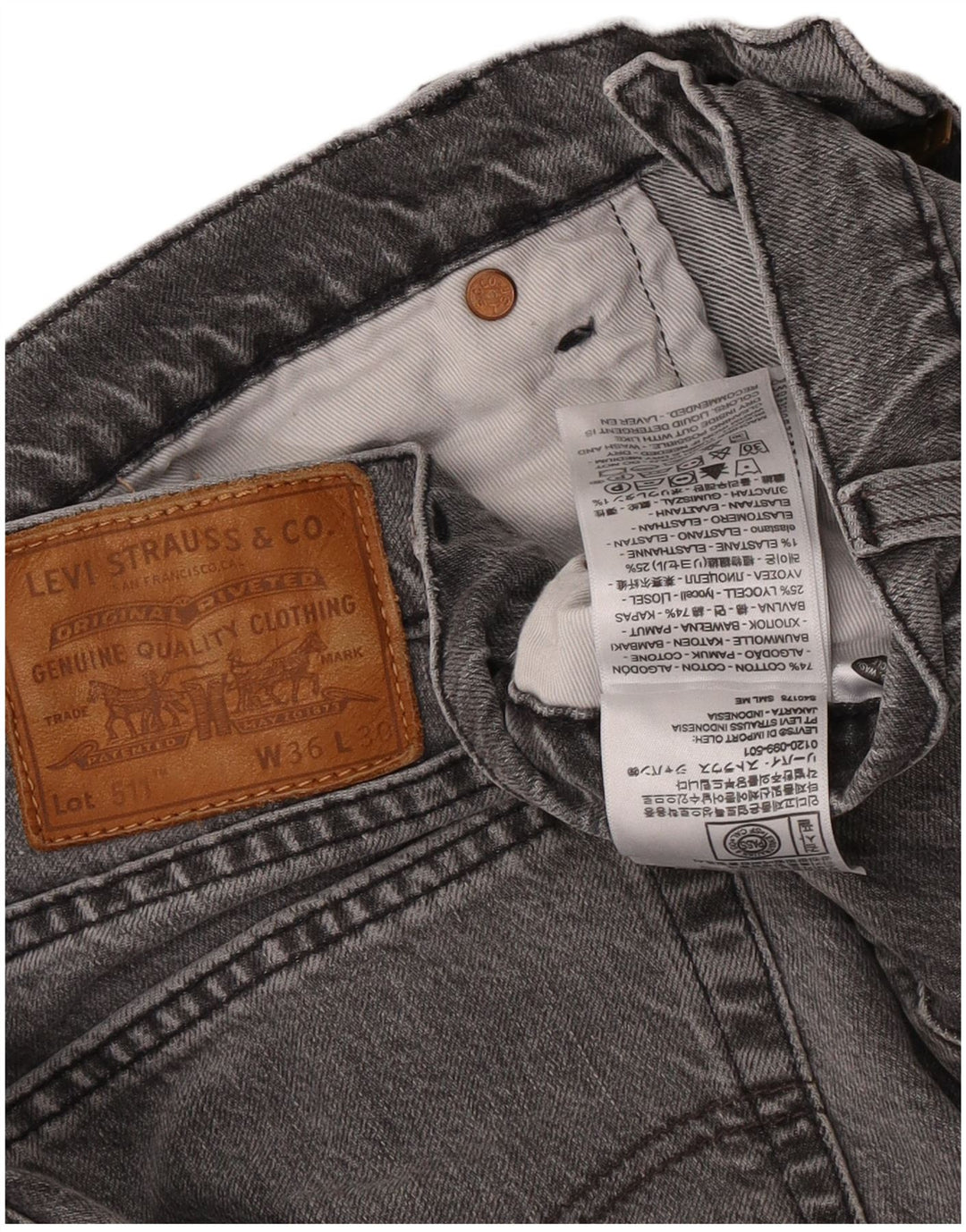 Męskie jeansy Levi's 511 Slim W36 L30 Szara bawełna