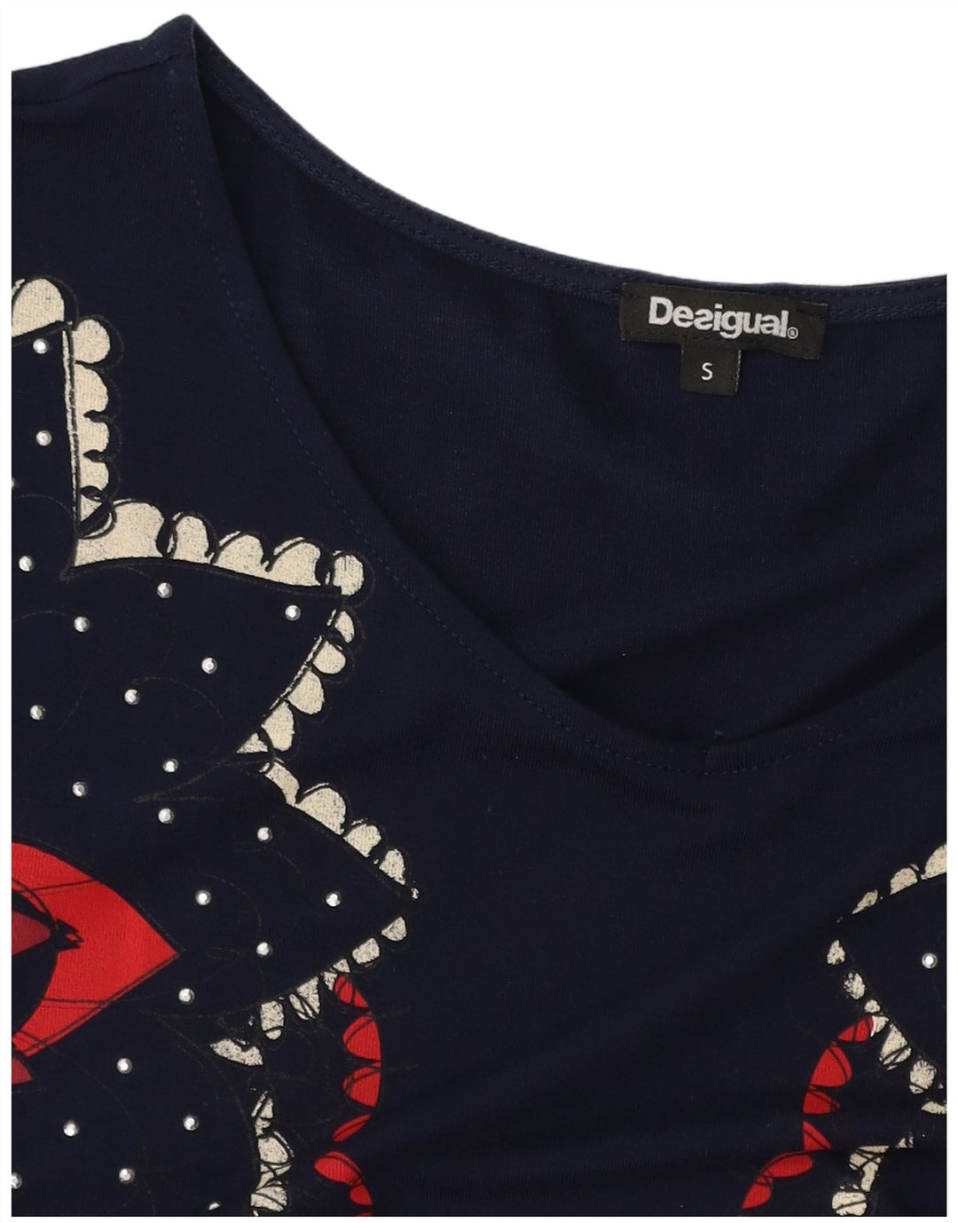DESIGUAL Damska graficzna sukienka o linii A UK 10, mała, granatowa w kwiaty