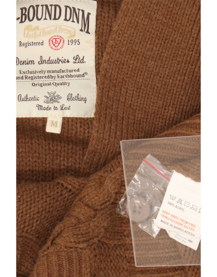 Vintage męski sweter rozpinany, średni brąz, poliakryl